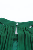 Green Halter Neck Pleated Wide Leg Jumpsuit with Belt - SELFTRITSS   