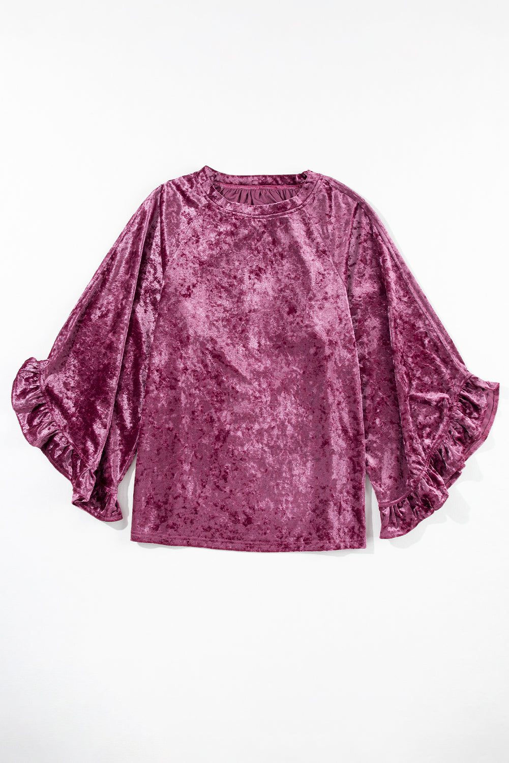 Red Dahlia Velvet Pagoda Sleeve Crew Neck Top - SELFTRITSS   