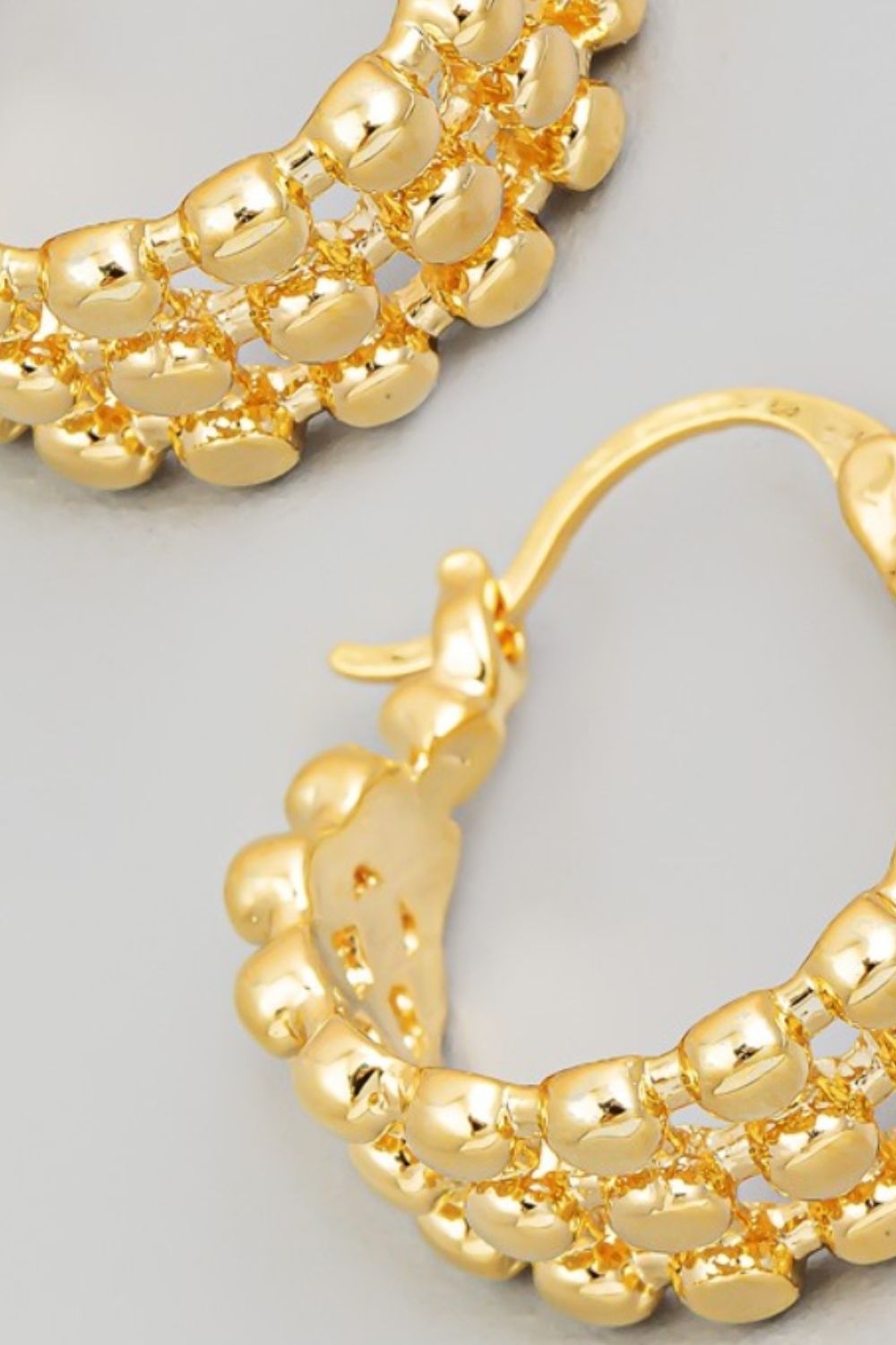 Fame Metallic Bead Pincatch Hoop Earrings - SELFTRITSS   