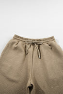 Pale Khaki Textured Flutter Sleeve Top Wide Leg Pants Set - SELFTRITSS