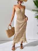 Openwork Scoop Neck Cover-Up Dress - SELFTRITSS