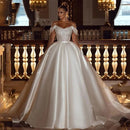 Off Shoulder Wedding Dresses Shiny Bohemia Bridal Dress - SELFTRITSS