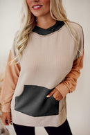 Smoke Gray Color Block High Low Textured Hoodie - SELFTRITSS
