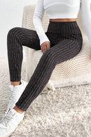 Dark Grey Ribbed  Leggings - SELFTRITSS   