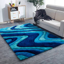 3D Shaggy Hand Tufted Area Rug - Blue-Ocean Current - SELFTRITSS