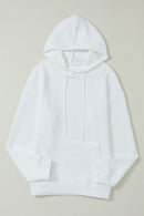 White Quilted Kangaroo Pocket Drawstring Hoodie - SELFTRITSS