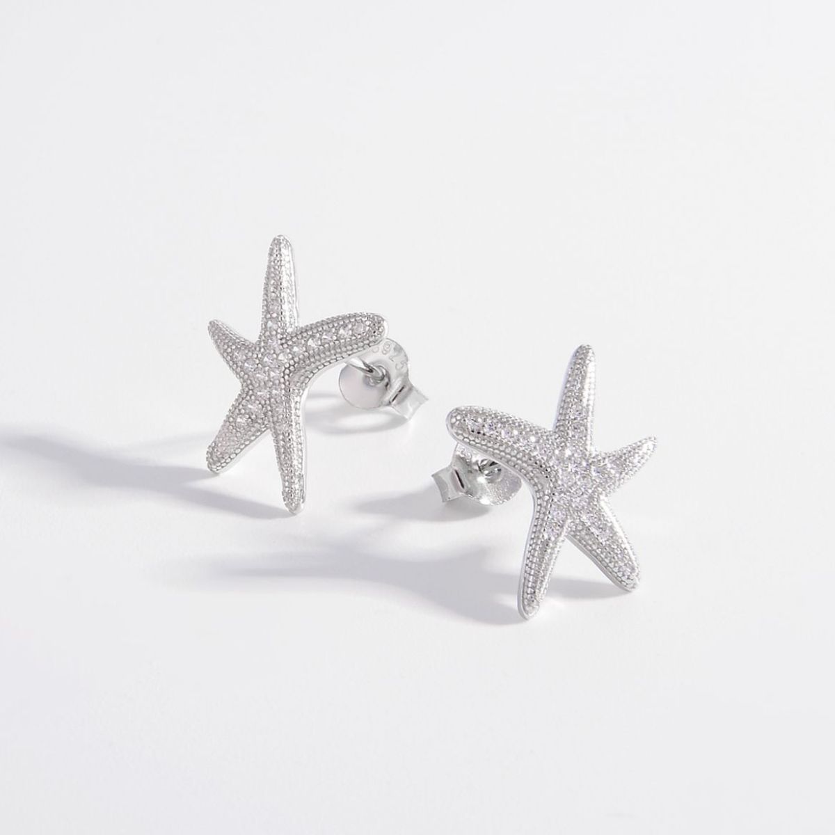 925 Sterling Silver Inlaid Zircon Starfish Earrings - SELFTRITSS   