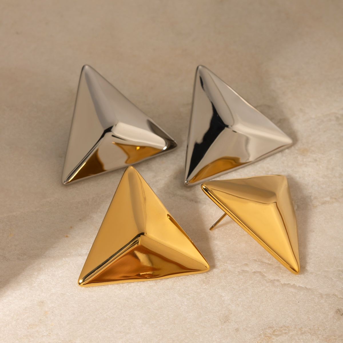 Stainless Steel 3D Triangle Earrings - SELFTRITSS   