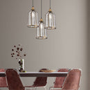 8"H Eliot Brass-Colored Metal and Glass Hanging Pendant Lamp - SELFTRITSS