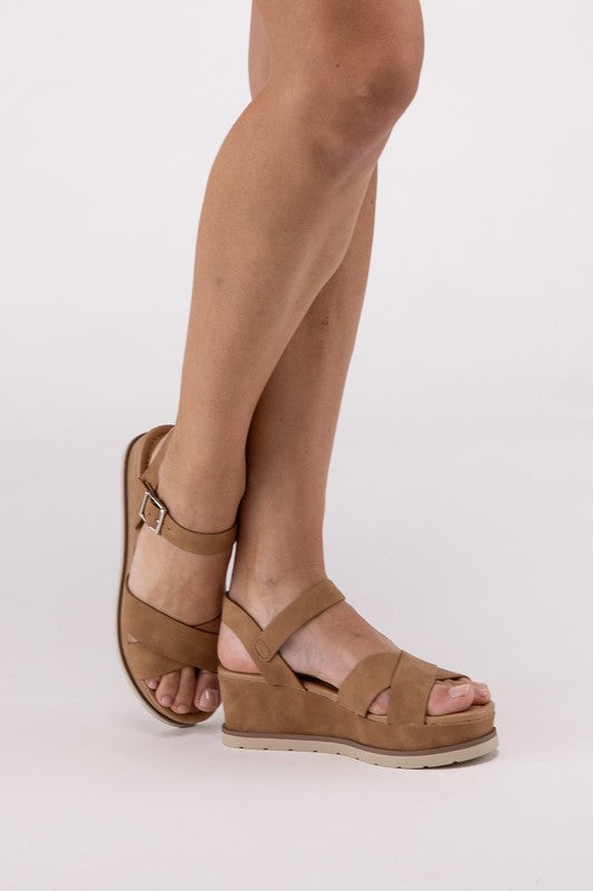 Clever-S Cross Strap Wedge Sandals - SELFTRITSS   