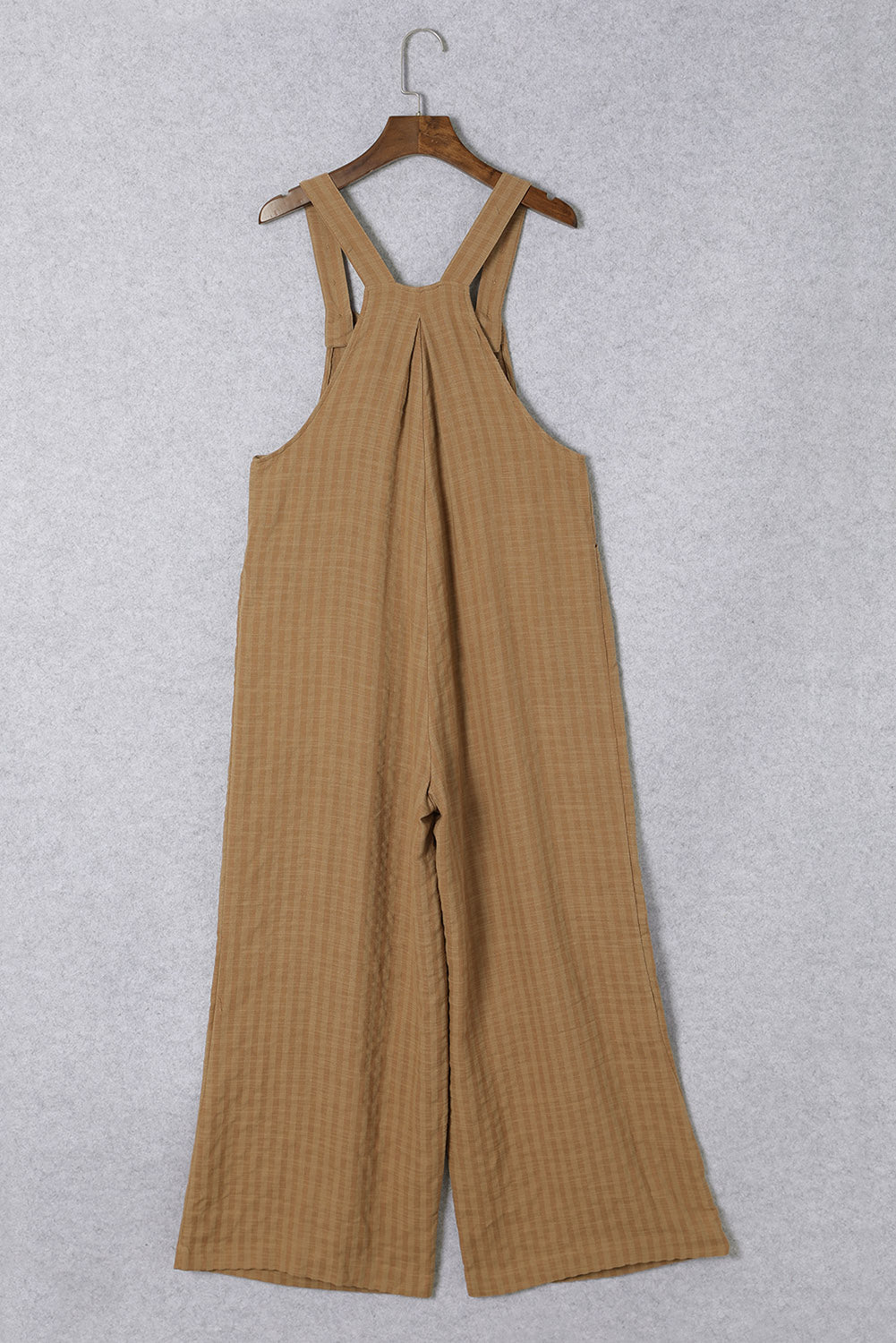 Brown Striped Pleated Wide Leg Pocketed Jumpsuit - SELFTRITSS   