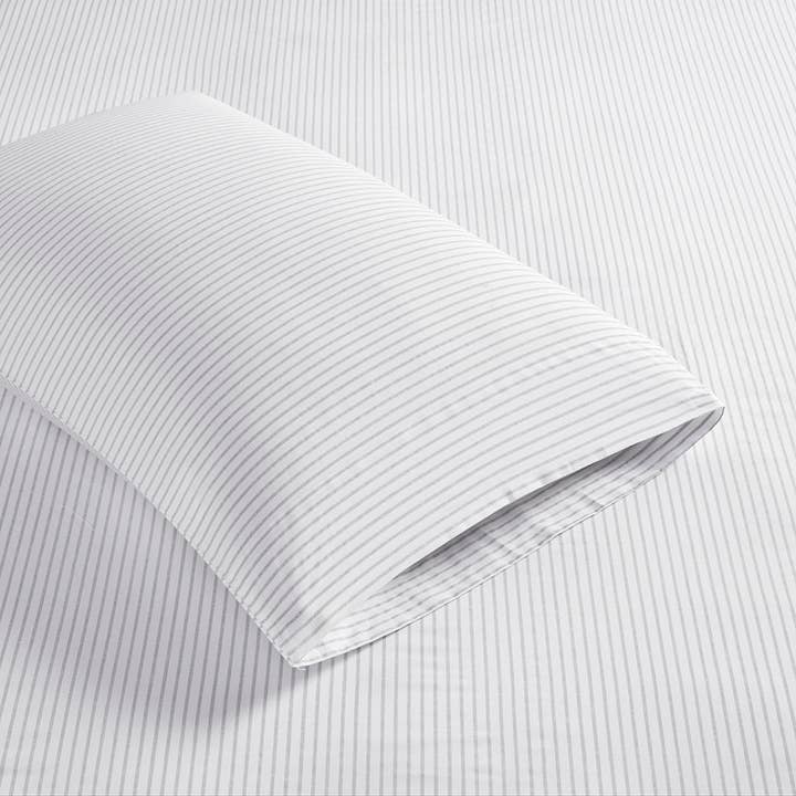 200TC Cotton Percale Sheet Set, Grey Stripe - SELFTRITSS