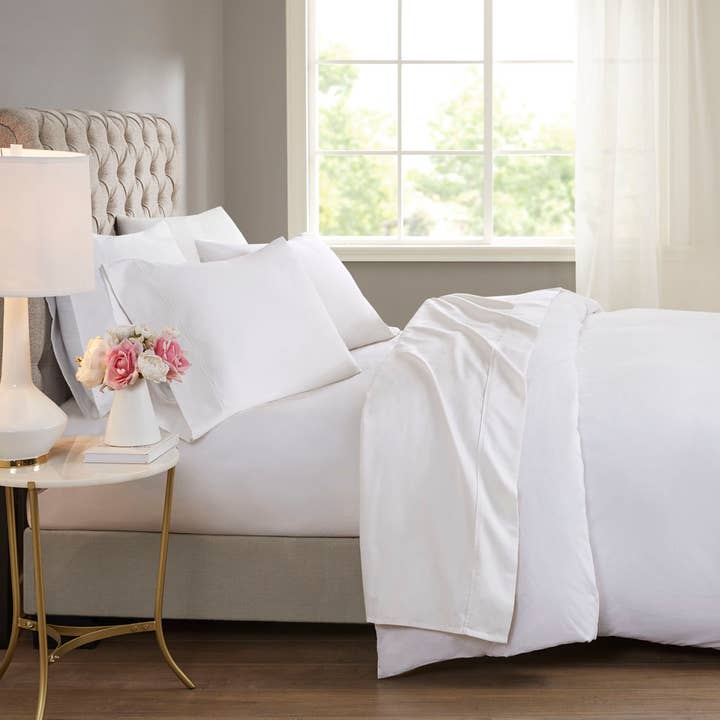 Cooling 600 Thread Count 4-Piece Sheet Set, White - SELFTRITSS