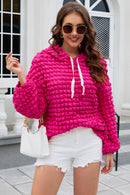 Rose Bubble Textured Waffle Hoodie - SELFTRITSS   