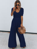 Scoop Neck Short Sleeve Jumpsuit - SELFTRITSS   