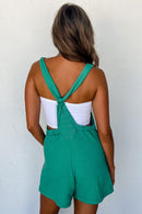 Mint Green Knotted Straps French Terry Romper - SELFTRITSS   