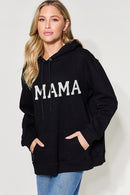 Simply Love Full Size MAMA Graphic Drawstring Long Sleeve Hoodie - SELFTRITSS   