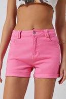 Pink Ashlee High Waisted Denim Shorts - SELFTRITSS