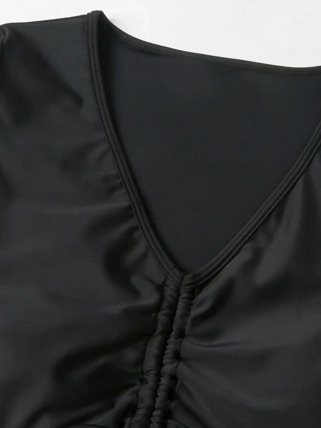 Drawstring V-Neck Short Sleeve Two-Piece Swim Set - SELFTRITSS