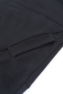 Black Batwing Sleeve Pocketed Henley Hoodie - SELFTRITSS