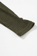 Jungle Green Rib Textured Henley Knit Top - SELFTRITSS