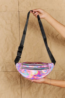 Fame Good Vibrations Holographic Double Zipper Fanny Pack in Hot Pink - SELFTRITSS   