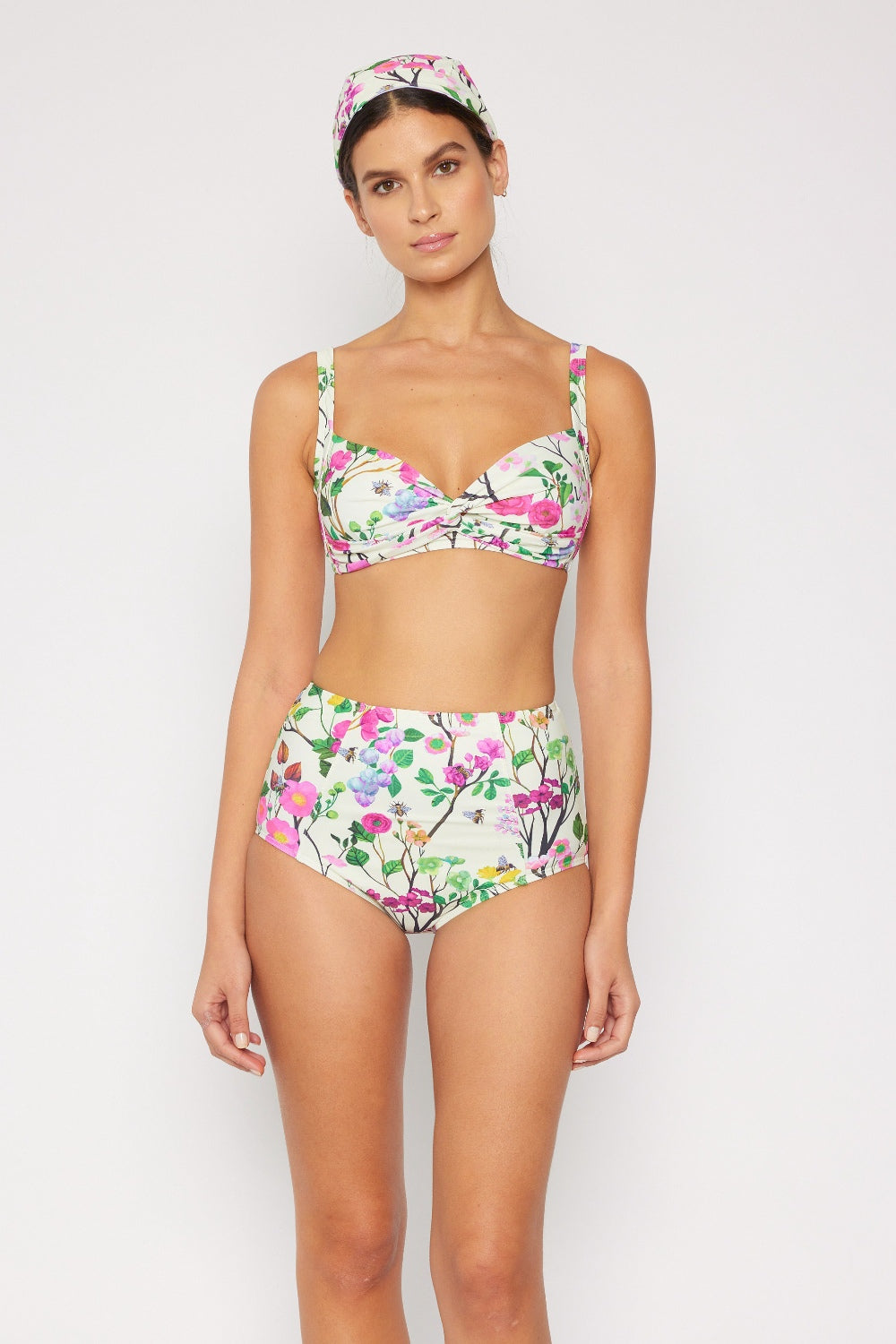 Marina West Swim Take A Dip Floral Twist High-Rise Bikini Set - SELFTRITSS   