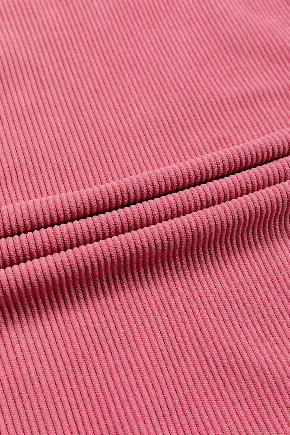 Strawberry Pink Ribbed Corded Oversized Sweatshirt - SELFTRITSS