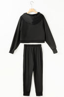 Black Drawstring Hoodie and High Waist Pants Lounge Set - SELFTRITSS