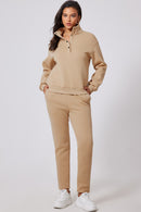 Half Snap Turtleneck Top and Pants Active Set - SELFTRITSS   