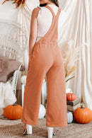 Orange Pocketed Drawstring Wide Leg Overalls - SELFTRITSS