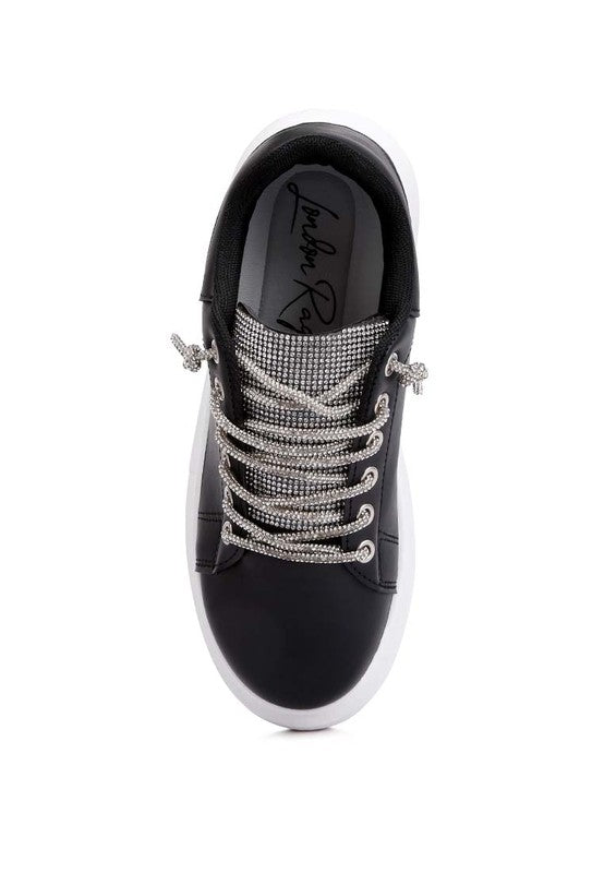 Jaxen Rhinestones Lace Up Sneakers - SELFTRITSS   