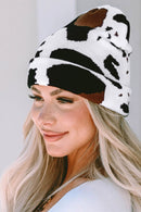 Black Cow Spots Printed Warm Beanie Hat - SELFTRITSS   