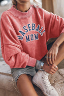BASEBALL MOM Graphic Drop Shoulder Sweatshirt - SELFTRITSS