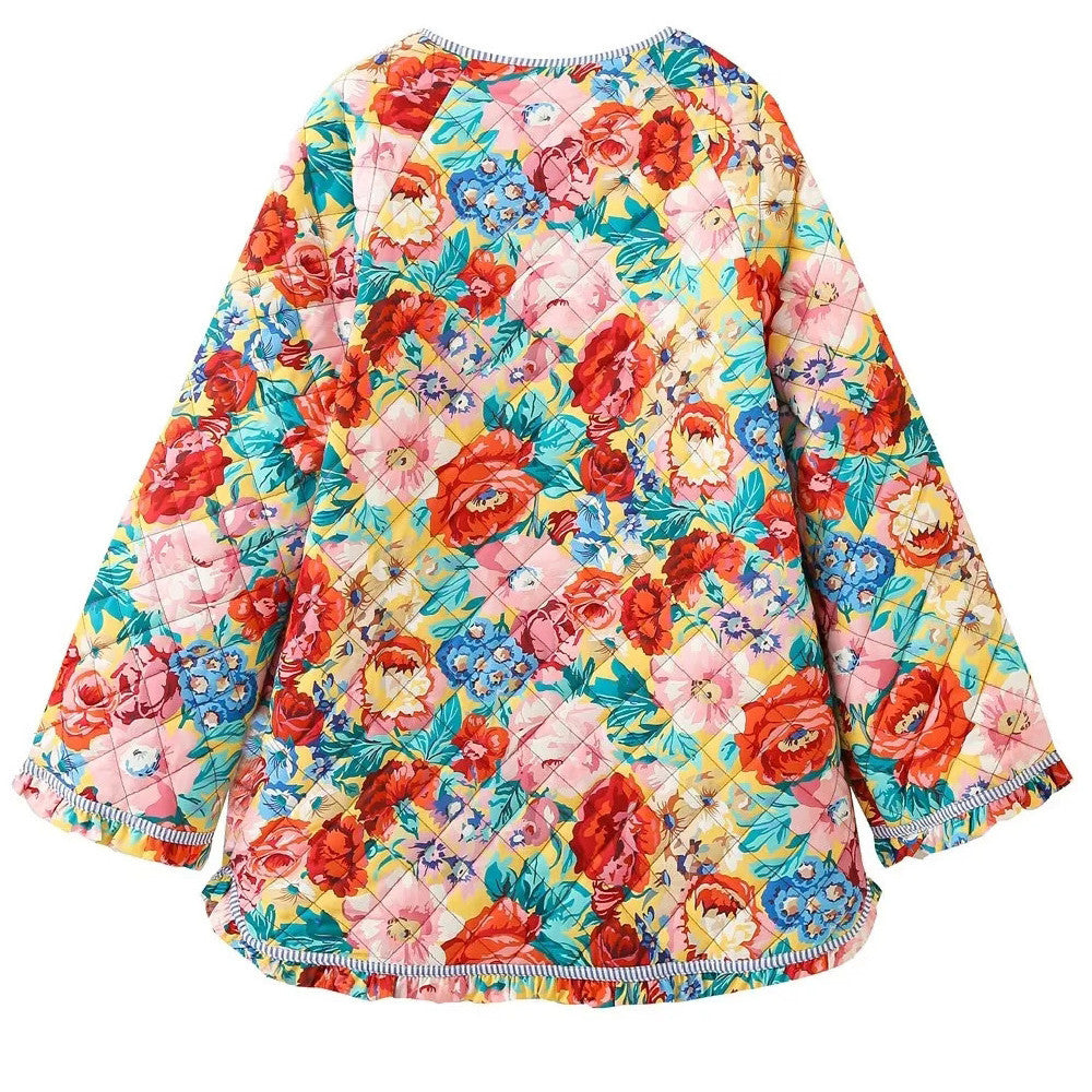 Fashion Flower Print Baggy Coat