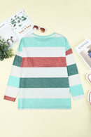 Green Plus Size Colorblock Pullover Top - SELFTRITSS   