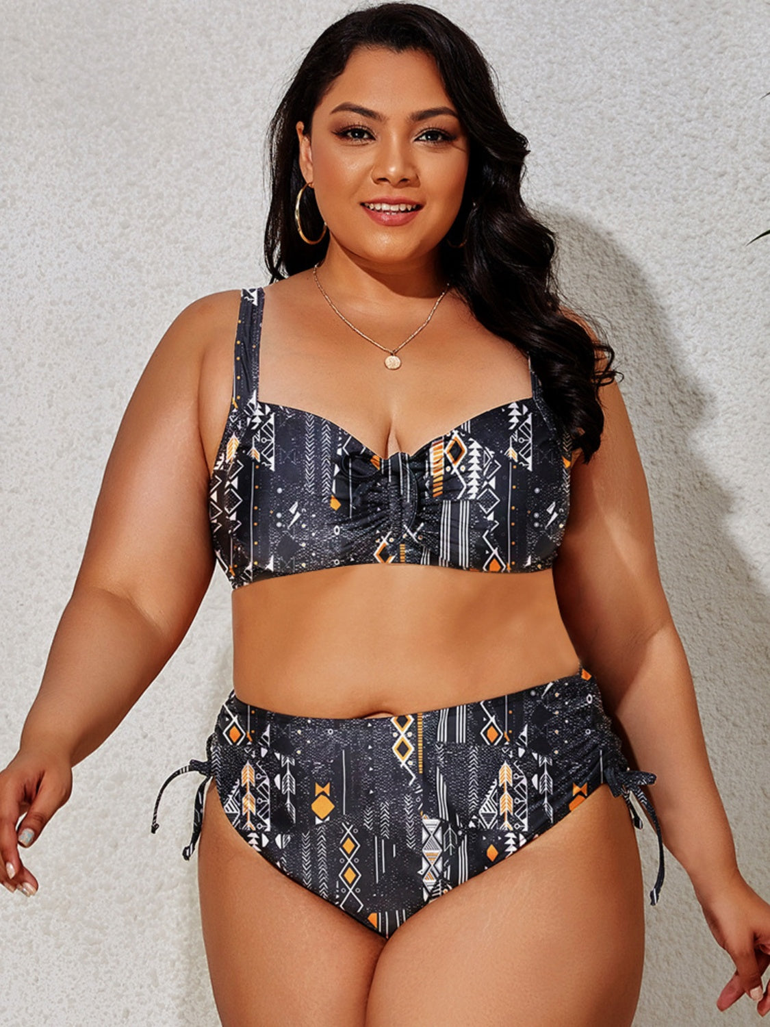 Plus Size Printed Wide Strap Two-Piece Swim Set - SELFTRITSS   