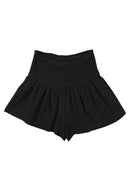 Black Smocked High Waist Ruffle Shorts - SELFTRITSS