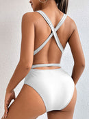 Tied Crisscross Wide Strap One-Piece Swimwear - SELFTRITSS