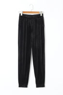 Black Solid Velvet Jogger Pants - SELFTRITSS