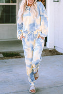 Multicolor Tie Dye Henley Top and Drawstring Pants Outfit - SELFTRITSS