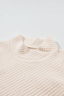 Apricot High Neck Kangaroo Pocket Quilted Sweatshirt - SELFTRITSS