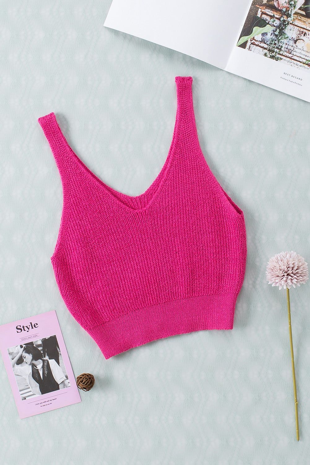 Rose Cropped Woolen Knit Vest - SELFTRITSS   