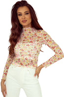 Multicolor Floral Lettuce Hem Long Sleeve Top - SELFTRITSS