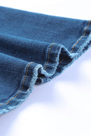 Sky Blue Medium Wash High Rise Flare Jeans - SELFTRITSS