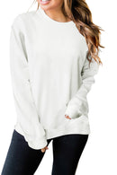 Beige Plain Crew Neck Pullover Sweatshirt - SELFTRITSS   