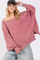 Mineral Wash Side Slit Oversized Sweatshirt - SELFTRITSS   