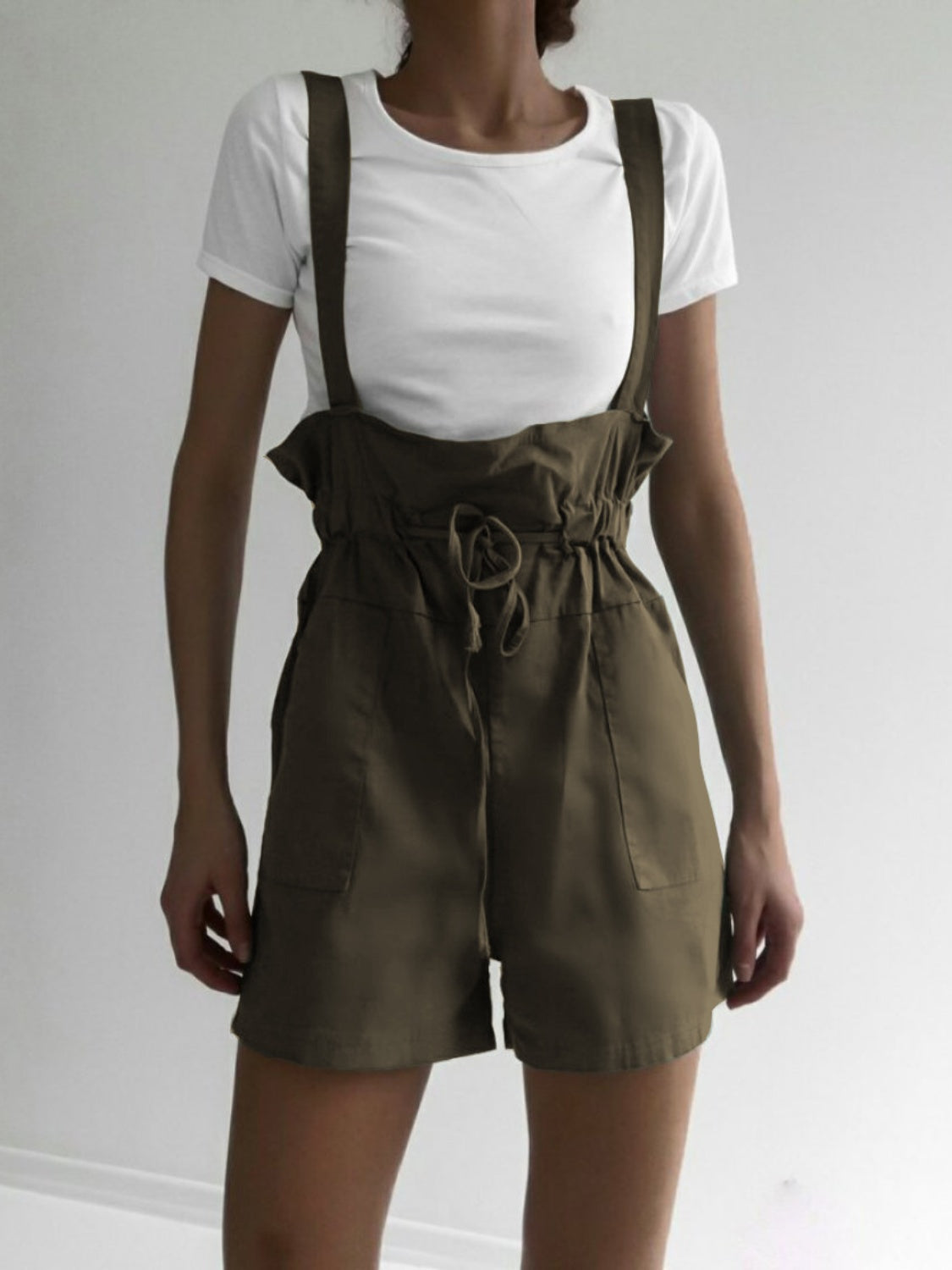 Drawstring Wide Strap Overalls with Pockets - SELFTRITSS   