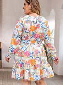 Plus Size Round Neck Lantern Sleeve Dress - SELFTRITSS