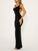 Backless Wide Strap Maxi Dress - SELFTRITSS   